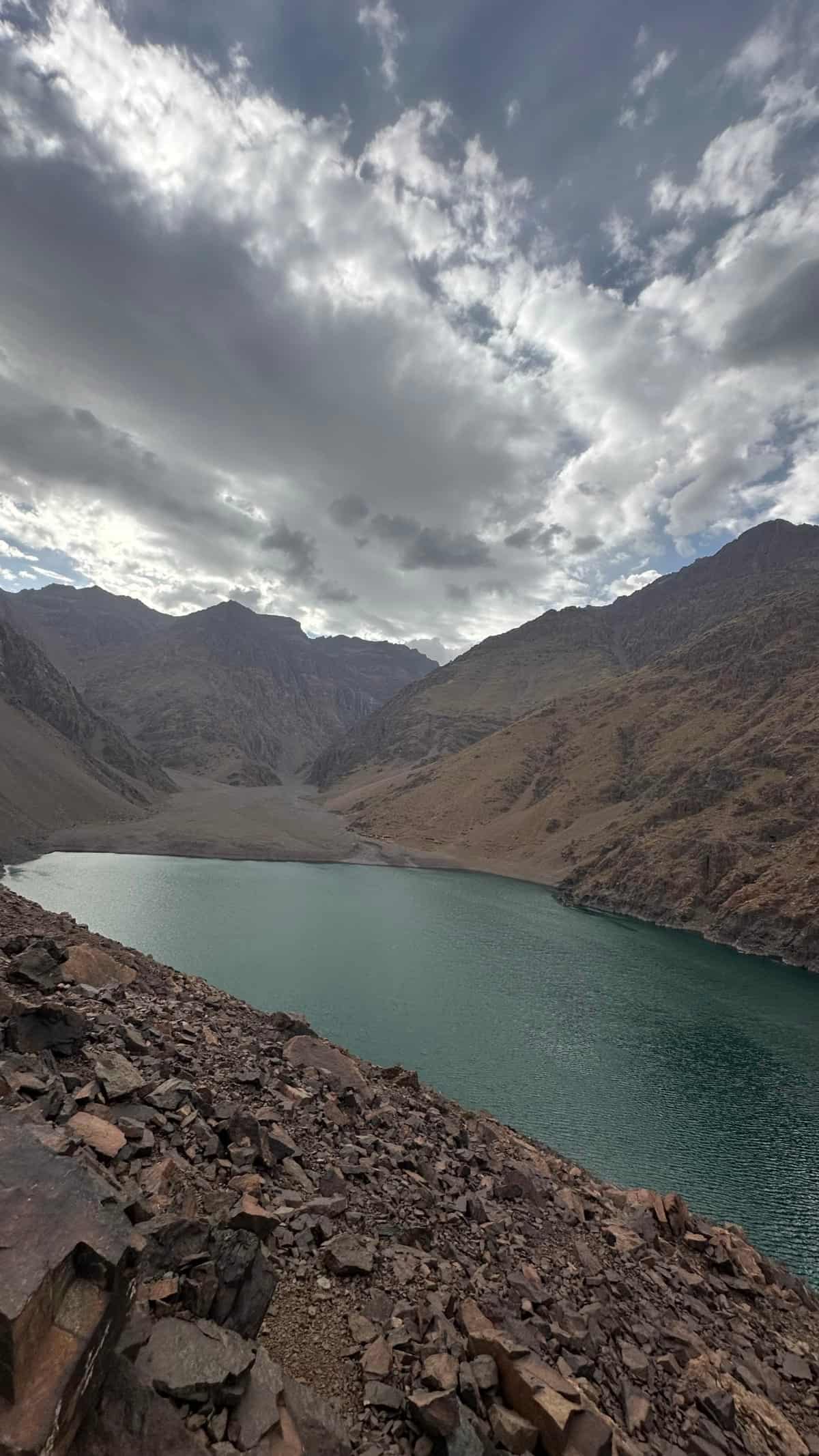 Trekkers hiking from Amsouzert to Lake Ifni on the Mount Toubkal circuit