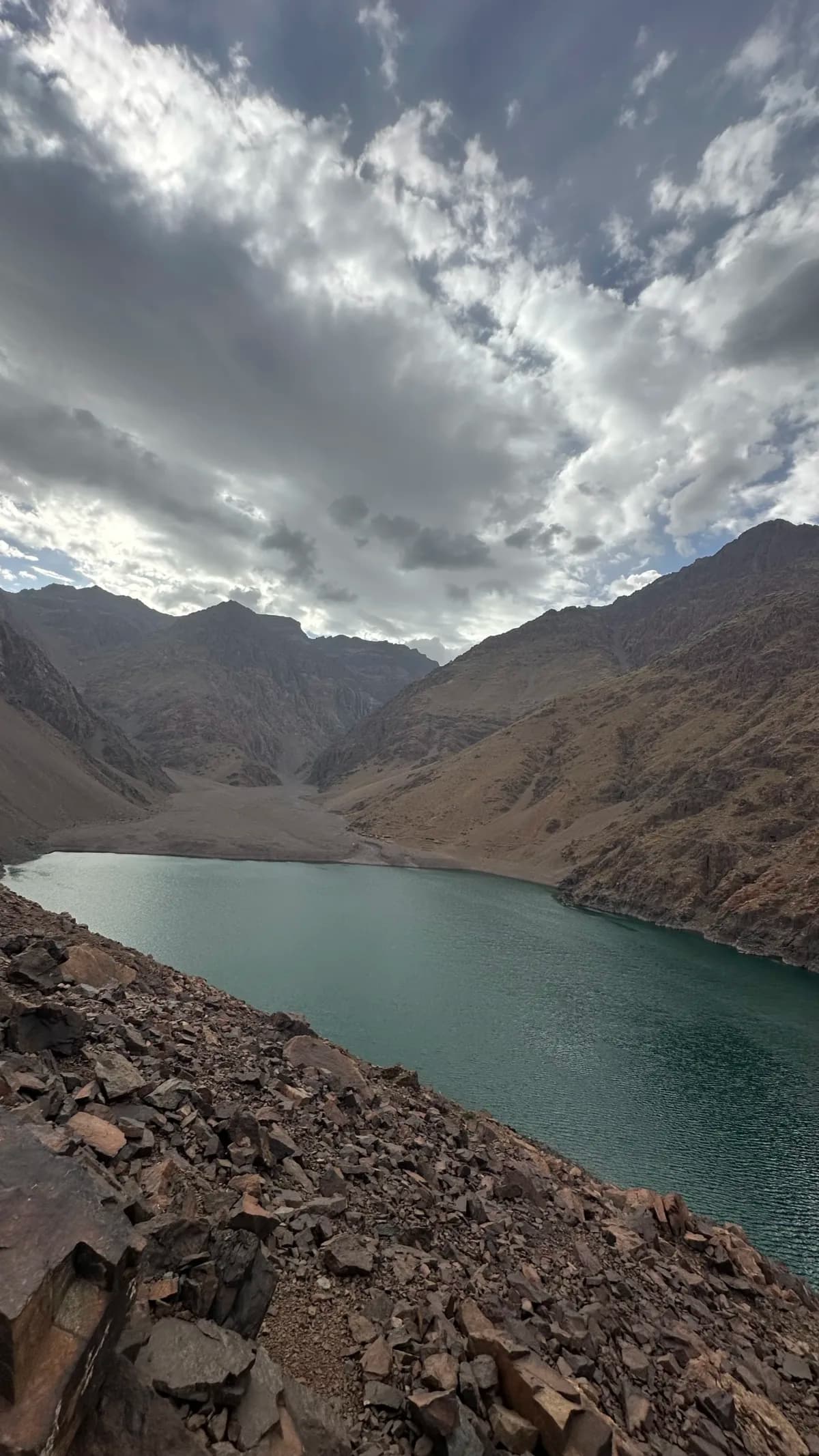 Trekkers hiking from Amsouzert to Lake Ifni on the Mount Toubkal circuit